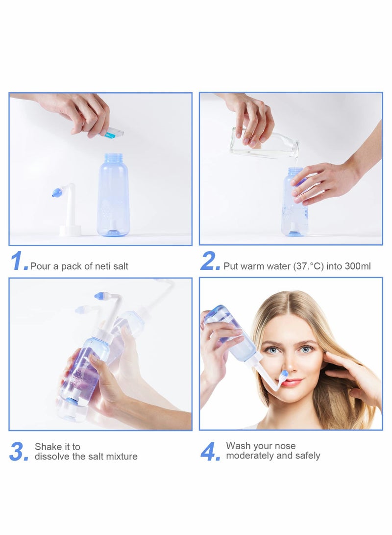 Neti Pot, Sinus Rinse Kit, Neti Pot Sinus Rinse, Neti Pot Sinus Rinse Kit with 10 Thermometer Sticker, Nasal Sinus Rinse Kit, Nasal Wash Sinus Rinse Kit for Adult Kid (300ml) - Image 4