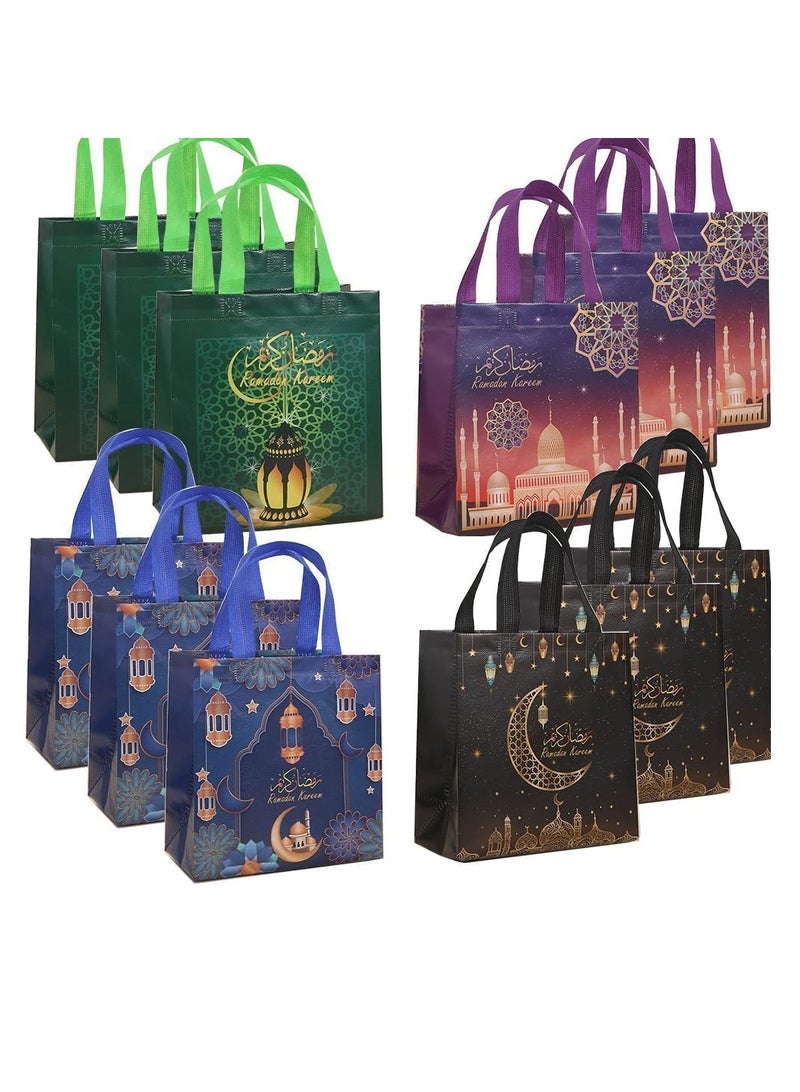 UKR 12 Pack Ramadan Gift Bags 23x22 cm Eid Treat Bag with Handles Non-Woven Classic Goodie Bags for Ramadan Kareem and Eid Celebrations - Image 1