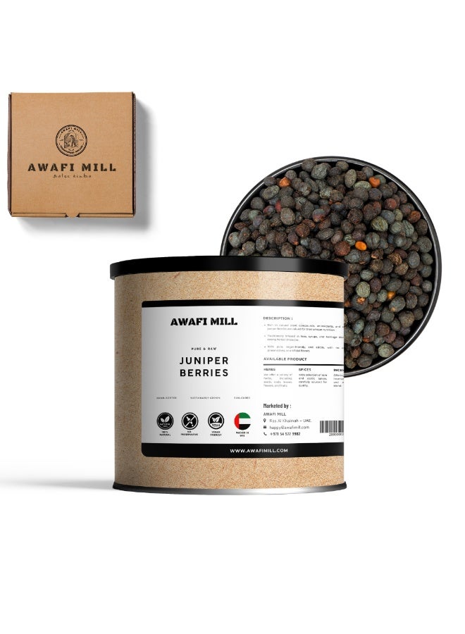 Awafi Mill Whole Juniper Berries – Natural Dried Juniper Fruit for Culinary Use, Spice Blends and Traditional Recipes - 100 g | 3.5 Oz - Image 1