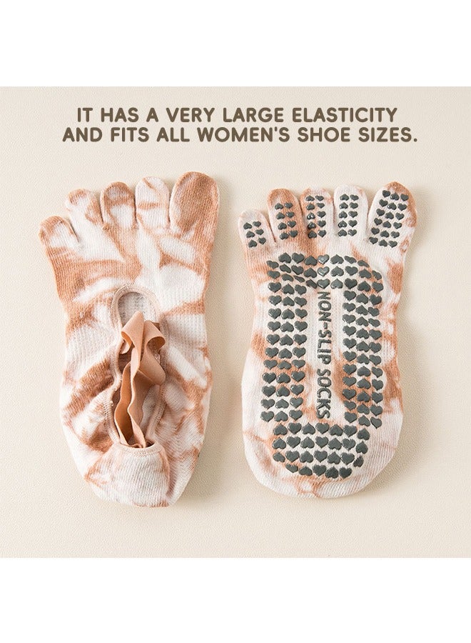 بيوند 2 أزواج من جوارب اليوغا بيلاتيس للنساء ، جوارب بيلاتيس قابلة للتنفس غير قابلة للانزلاق ، جوارب لياقة بدنية لمستشفى الباليه حافي القدمين للتمرين (أخضر وردي) - Image 2