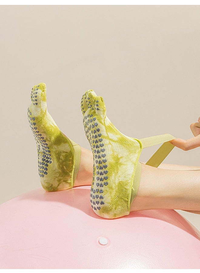 بيوند 2 أزواج من جوارب اليوغا بيلاتيس للنساء ، جوارب بيلاتيس قابلة للتنفس غير قابلة للانزلاق ، جوارب لياقة بدنية لمستشفى الباليه حافي القدمين للتمرين (أخضر وردي) - Image 5