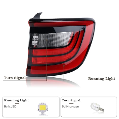 KAMDKI Right Passenger Side Outer Tail Light LED Rear Lamp Compatible for 2014-2023 Dodge Durango With Bulbs 68155948AC 68272126AA - Image 2