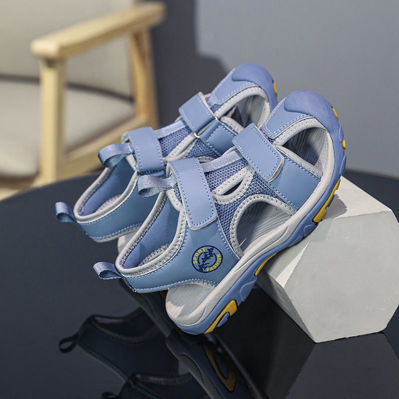 Boys And Girls Sandals Baotou Summer Flat New Sports Fashion Soft Sole Non-Slip Sandals - Image 1