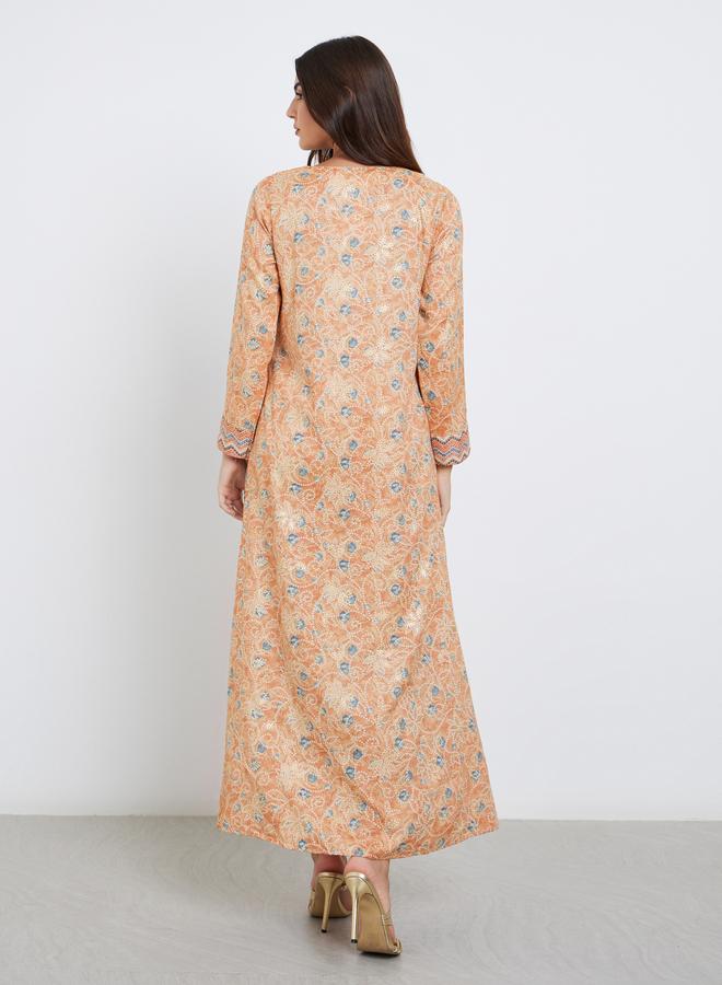 ستايلي أميرة جلابية ماكسي بطبعة زهور ودانتيل - Image 5