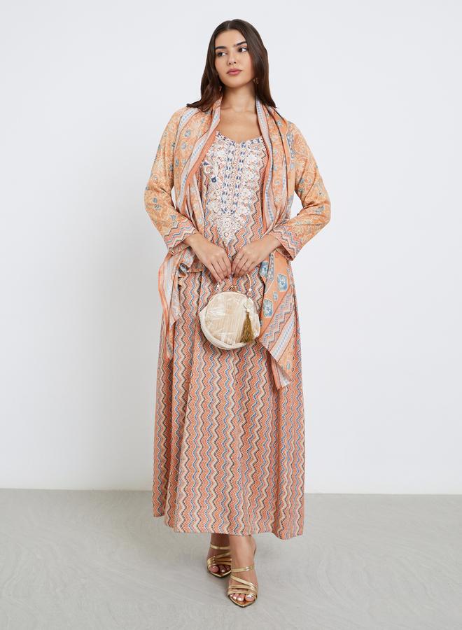 ستايلي أميرة جلابية ماكسي بطبعة زهور ودانتيل - Image 1