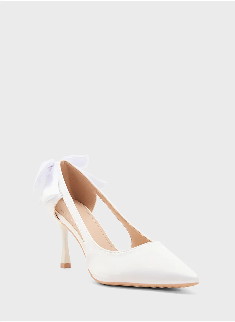 ELLA Bow Back Heeled Pumps
