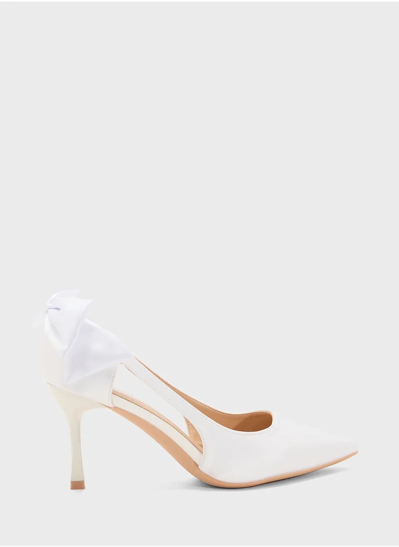 ELLA Bow Back Heeled Pumps