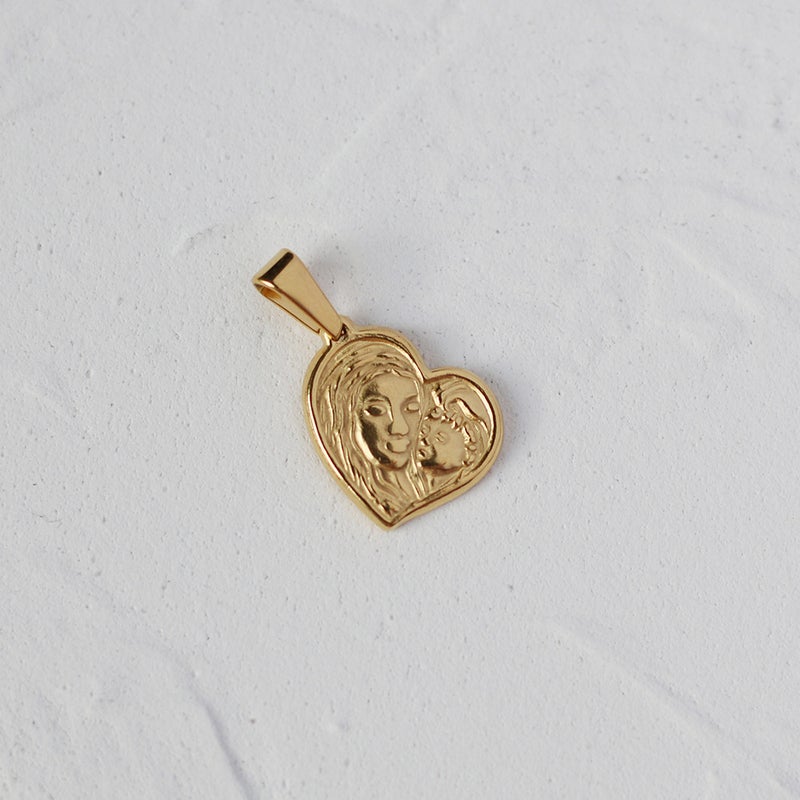 Generic L-Series Pendant Serpentine Rose Coin Clasp Necklace L08 Mother and child love 