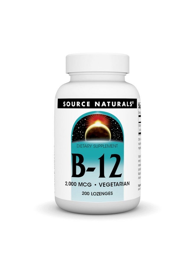 Source Naturals Vitamin B-12, Supports Energy Production, 2000 mcg - 200 Vegetarian Lozenges - Image 1