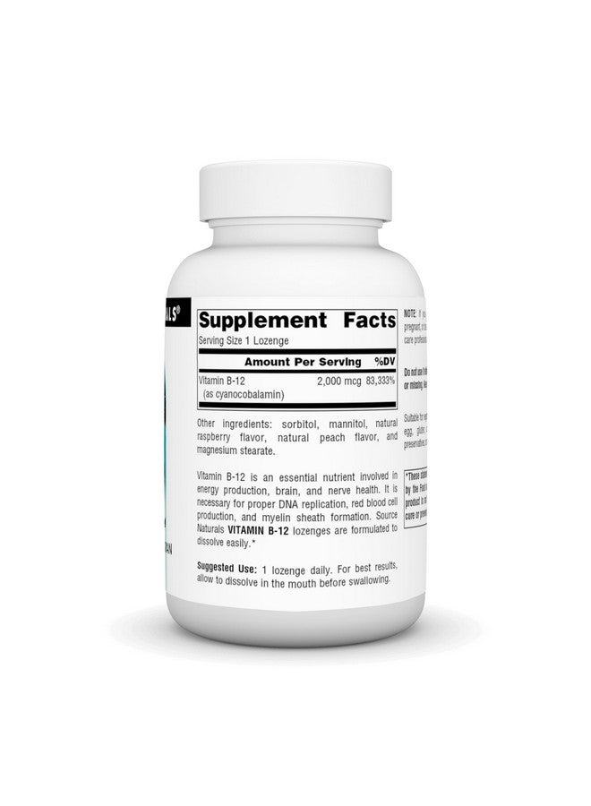 Source Naturals Vitamin B-12, Supports Energy Production, 2000 mcg - 200 Vegetarian Lozenges - Image 2