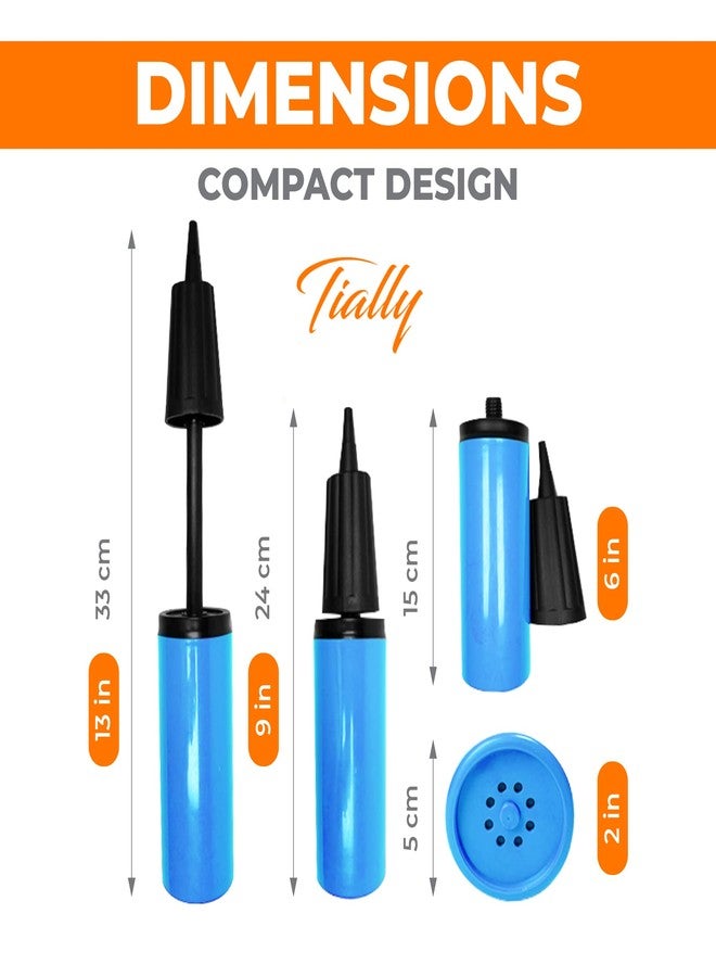 TIALLY Balloon Pump Handheld - Mini Dual Action Balloon Pump, Bomba para Inflar Globos, Hand Pump Balloon Inflator for Party Garlands, Inflatables, Yoga Balls - 2 Pack Blue Ballon Air Pump - Image 2