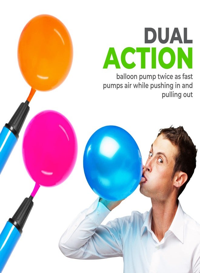 TIALLY Balloon Pump Handheld - Mini Dual Action Balloon Pump, Bomba para Inflar Globos, Hand Pump Balloon Inflator for Party Garlands, Inflatables, Yoga Balls - 2 Pack Blue Ballon Air Pump - Image 3