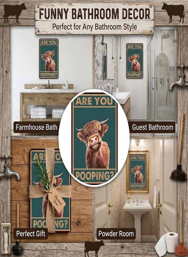 Crazysign Western & Highland Cow Gifts Funny Highland Cow Are You Pooping Vintage Tin Sign for Bathroom Toilet Decor 8 x 12 Inch (3039) - Image 3