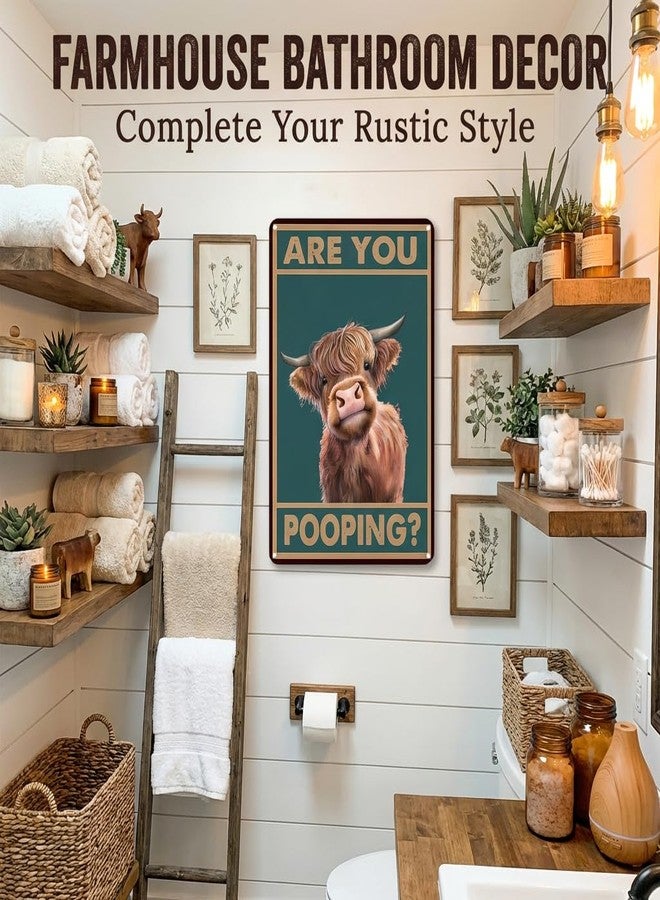 Crazysign Western & Highland Cow Gifts Funny Highland Cow Are You Pooping Vintage Tin Sign for Bathroom Toilet Decor 8 x 12 Inch (3039) - Image 4