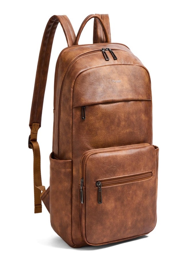 Mroede Leather Laptop Backpack for Women 15.6 Inch Laptop Travel Backpack Purse Casual Daypack with Laptop Compartment for College Work Nurse Business Weekender, Brown - Image 1