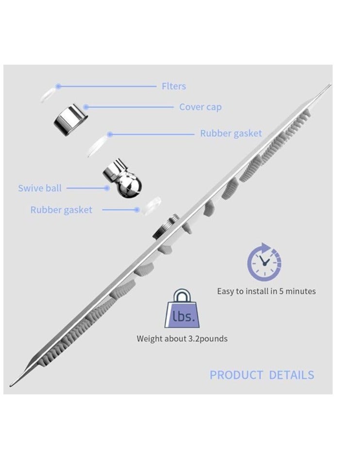 Duravel Duravel Rain Shower Head, 360 Degree Adjustable, High Pressure, Ultra Thin, Self-Cleaning Silicone Nozzle - Image 3