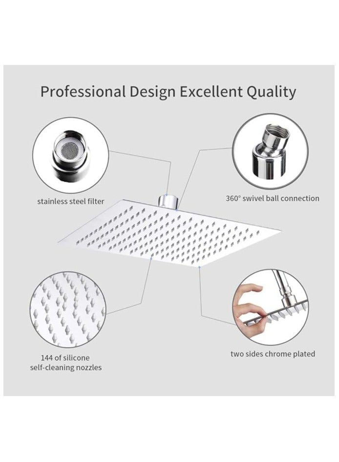 Duravel Duravel Rain Shower Head, 360 Degree Adjustable, High Pressure, Ultra Thin, Self-Cleaning Silicone Nozzle - Image 5