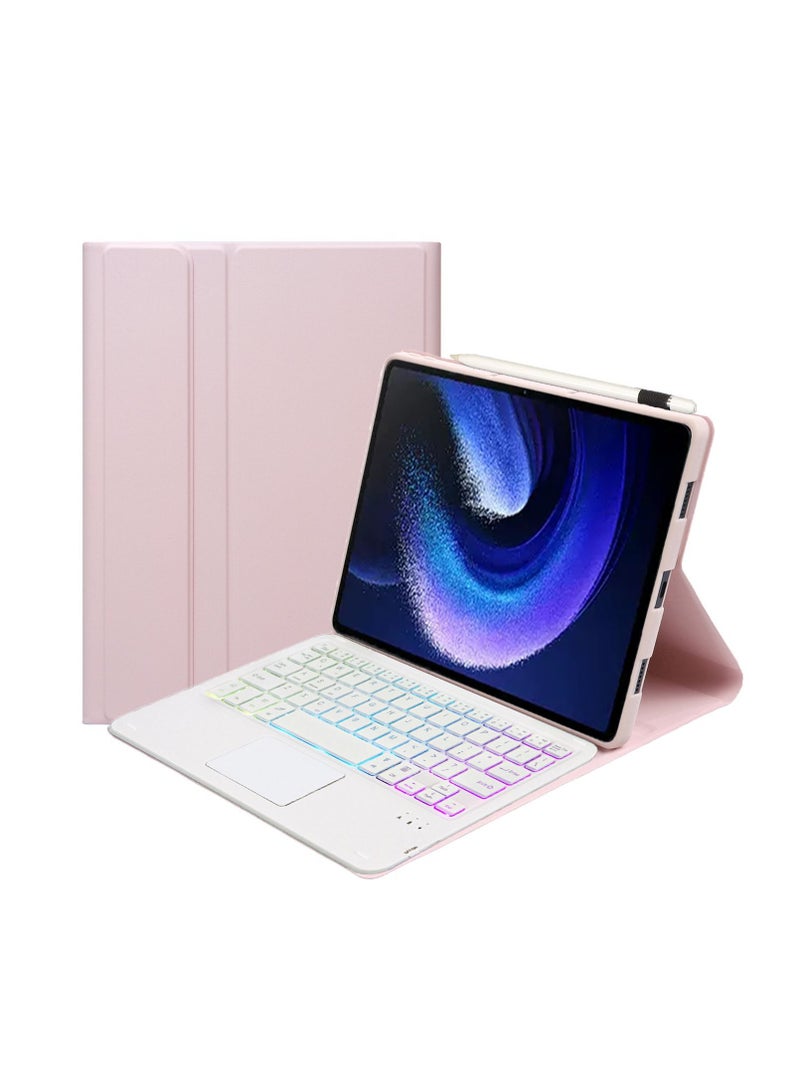 Xiaomi Pad 6/Pad 6 Pro Leather Texture Ultra Slim Backlit Bluetooth Keyboard Leather Case Tablet Case with Touchpad