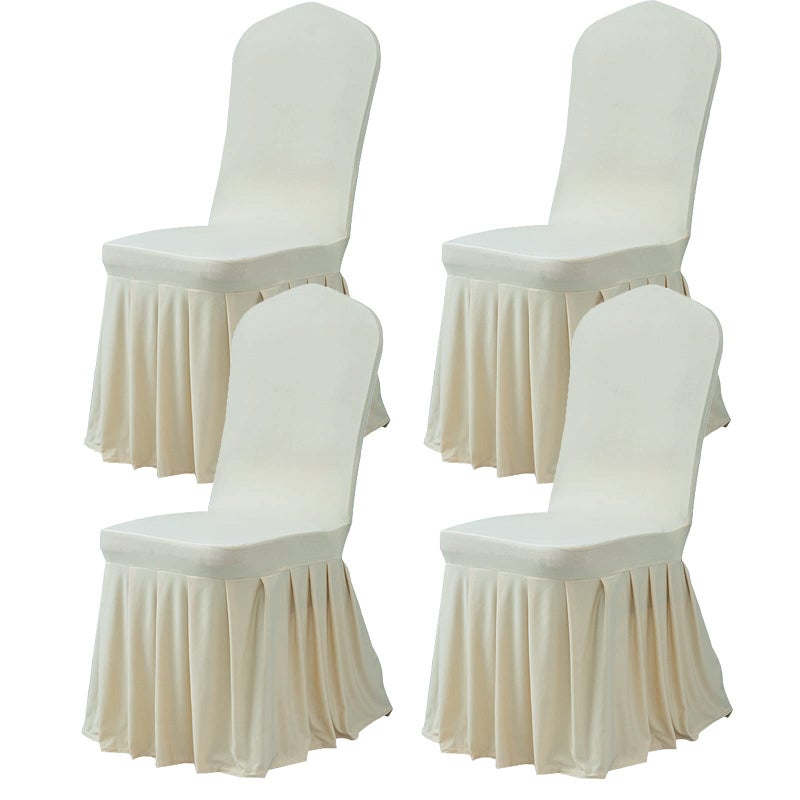 Dimatic Dining Room Chair Covers Set of 4 Stretch Parsons Slipcovers with Skirt Super Fit Spandex Chair Seat Protector Cover for Dining Room Hotel Ceremony Ivory