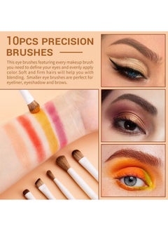 Jessup Precision Makeup Brushes 10Pcs Eye Makeup Brush Set Premium Synthetic Eyeshadow Concealer Eyeliner Eyebrow Blending Highlight Brush Light Grey T330  - Image 3
