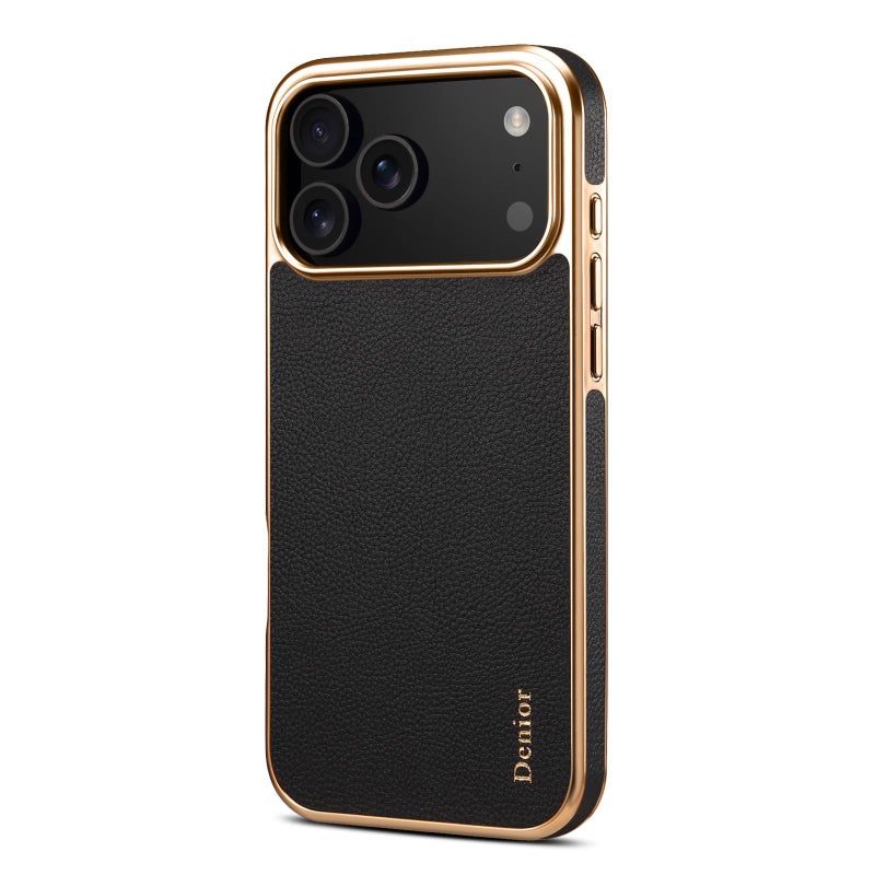 دينيور جراب هاتف من جلد البقر المطلي لهاتف iPhone 17 Pro Max (أسود) - Image 2