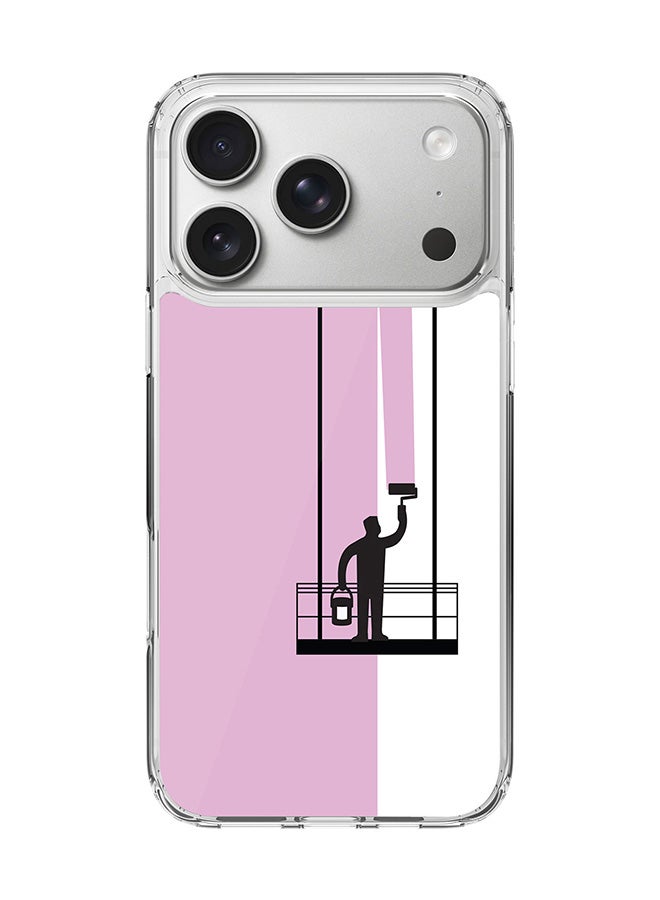 Stylizedd Classic Clear MagSafe Case for iPhone 17 Pro , Hybrid Soft Case Flexible Edges Anti Drop TPU PC Gel Thin Transparent Cover [ Designed for iPhone 17 Pro ] - Paint Hanger (Pink) Full Print