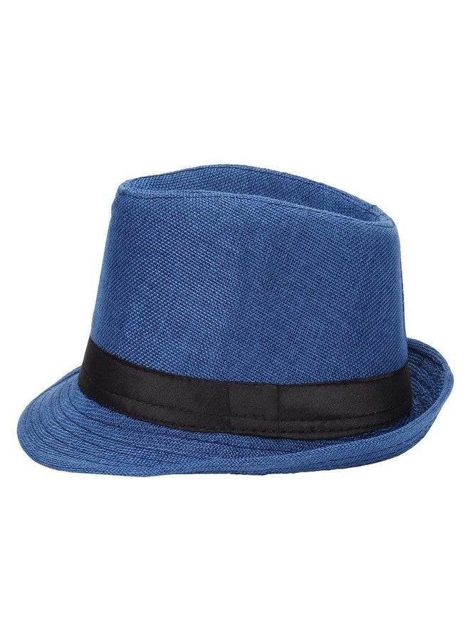 Finix Boy's| Girl's Classic Design Fedora Hats | Summer Beach Hat (Blue) - Image 1