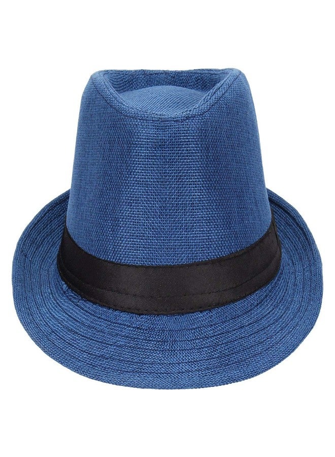 Finix Boy's| Girl's Classic Design Fedora Hats | Summer Beach Hat (Blue) - Image 2