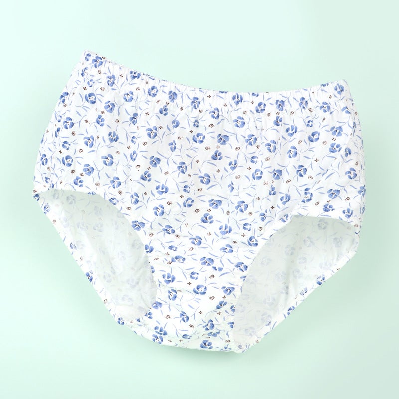Taihe cotton printed mommy underwear cotton crotch high waist abdomen plus size loose 200kg briefs Safflower  - Image 4