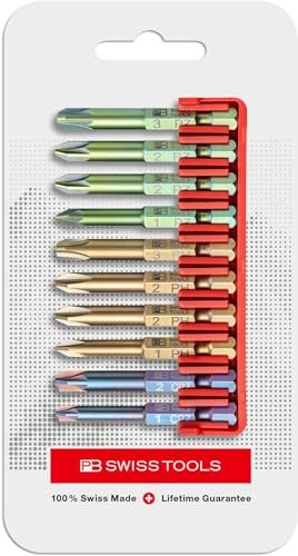 PB Swiss Tools Phillips Pozidriv PoziSlotted Combination Bit Block PB E6712 CN 100 Swiss Made 10Piece Bit Set with Long E6 14 Color Coded PrecisionBits - Image 3