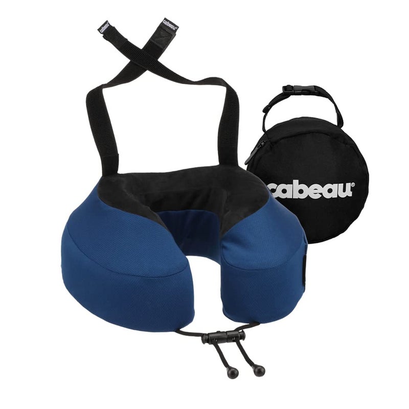 Cabeau Evolution S3 Travel Neck Pillow Memory Foam Neck Support  Adjustable Clasp  and Seat Strap Attachment - Comfort On-The-Go with Carrying Case for Airplane  Train  and Car (Jet Black) - Image 1