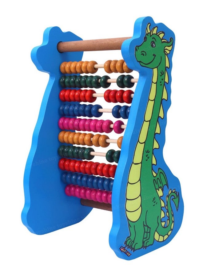 Toyshine Toyshine Dinosaur Wooden Abacus&Learning Play Center,Preschool Math Learning Toy,10-Row Wooden Frame Abacus With Multi Beads,Counting Sticks,Number Alphabet Cards,Gift For 2-6Y Old ToddlersBoys Girls  - Image 1