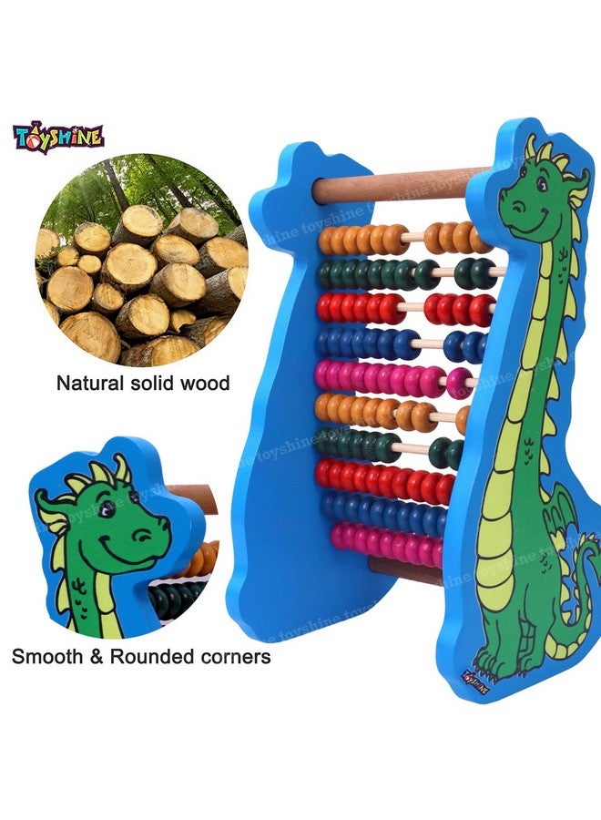 Toyshine Toyshine Dinosaur Wooden Abacus&Learning Play Center,Preschool Math Learning Toy,10-Row Wooden Frame Abacus With Multi Beads,Counting Sticks,Number Alphabet Cards,Gift For 2-6Y Old ToddlersBoys Girls  - Image 4