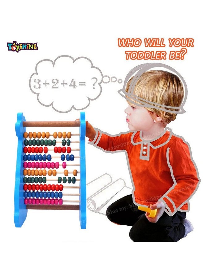 Toyshine Toyshine Dinosaur Wooden Abacus&Learning Play Center,Preschool Math Learning Toy,10-Row Wooden Frame Abacus With Multi Beads,Counting Sticks,Number Alphabet Cards,Gift For 2-6Y Old ToddlersBoys Girls  - Image 5