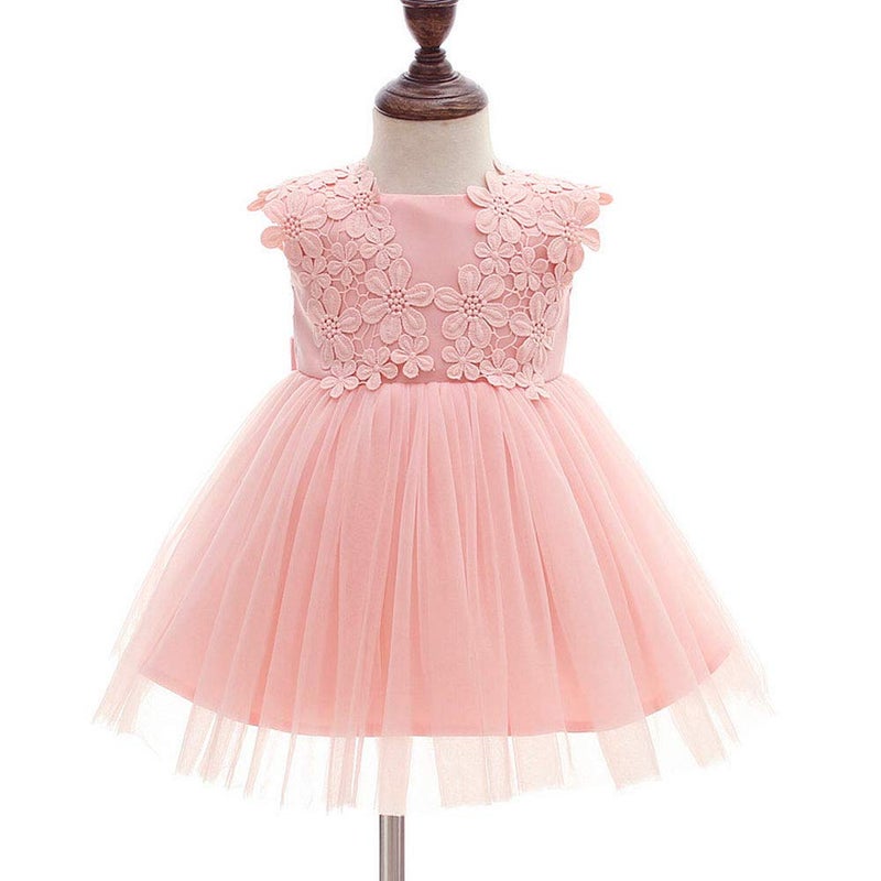 Moon Kitty Baby Girl Dress Christening Baptism Gowns Flower Girl Dress Pink 6M - Image 2