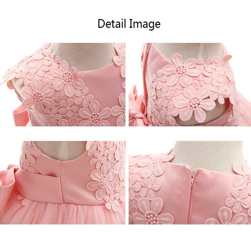 Moon Kitty Baby Girl Dress Christening Baptism Gowns Flower Girl Dress Pink 6M - Image 5