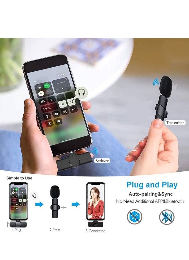 (2023 Upgrade) Wireless Lavalier Microphone for iPhone iPad Mini Mic for YouTube Facebook Live Stream TikTok Vlog Zoom Video Recording - Noise Reduction/No APP & Bluetooth Needed (Lightning)