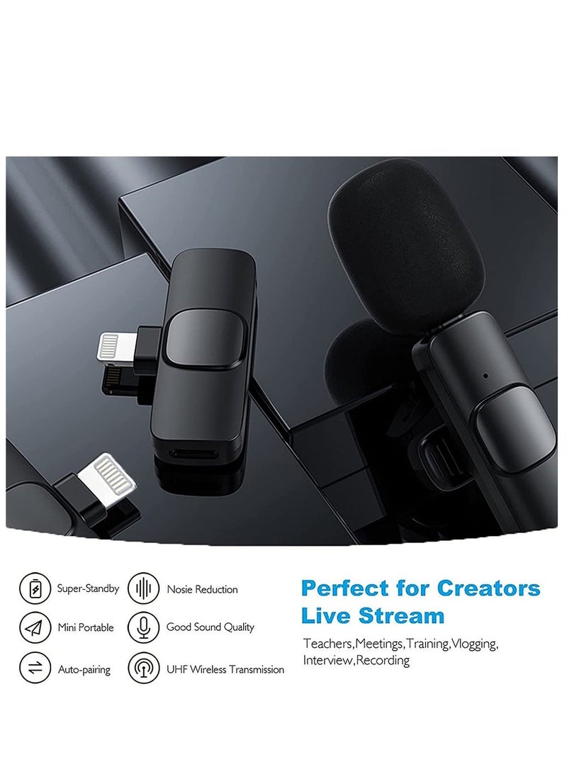(2023 Upgrade) Wireless Lavalier Microphone for iPhone iPad Mini Mic for YouTube Facebook Live Stream TikTok Vlog Zoom Video Recording - Noise Reduction/No APP & Bluetooth Needed (Lightning)