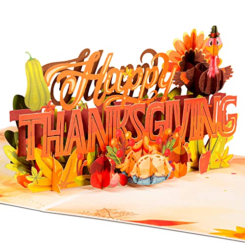 Paper Love Frndly 3D Happy Thanksgiving Pop Up Card Handcrafted 100 Recycled and EcoFriendly 8 x 6 Cover with Removable Note Tag - Image 1