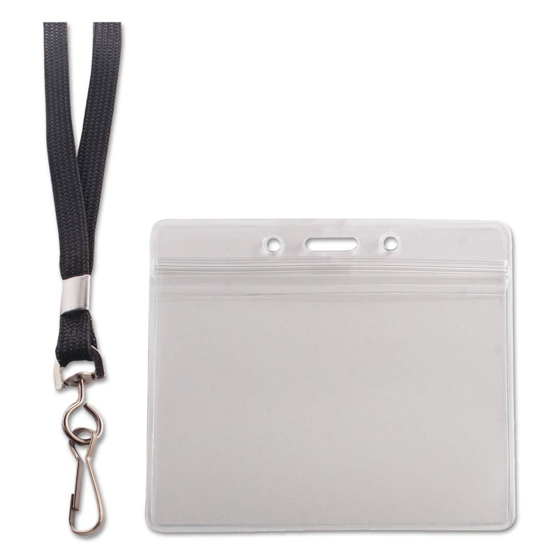 Advantus 91132 Resealable ID Badge Holder Lanyard Horizontal 3 3/4 x 2 5/8 Clear 20/Pack - Image 4