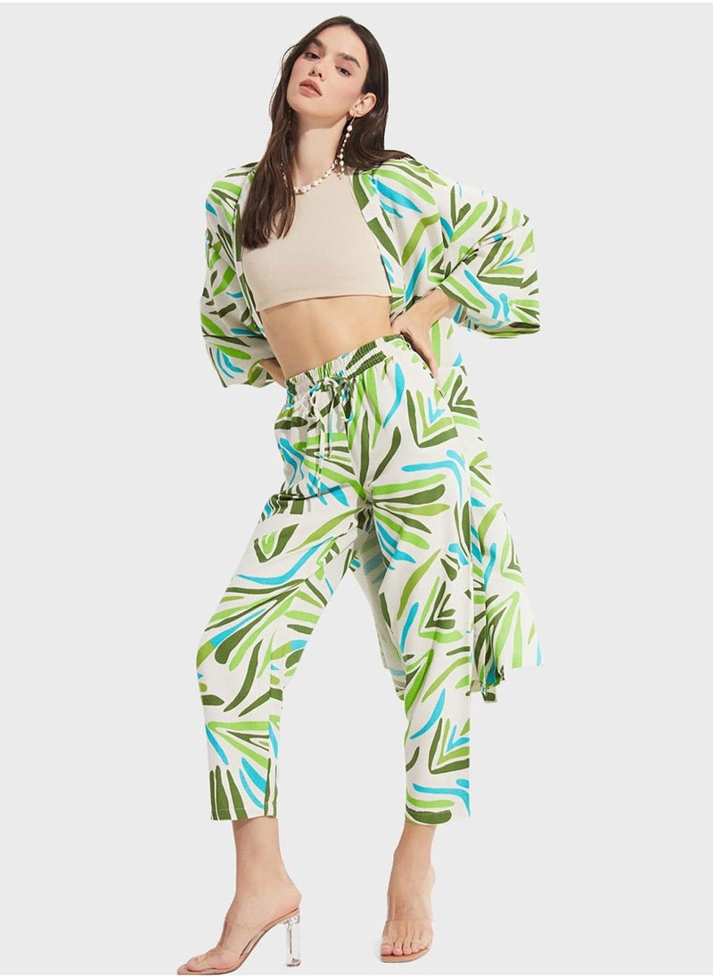 JUNE Printed Tie Detail Kimono - Image 1