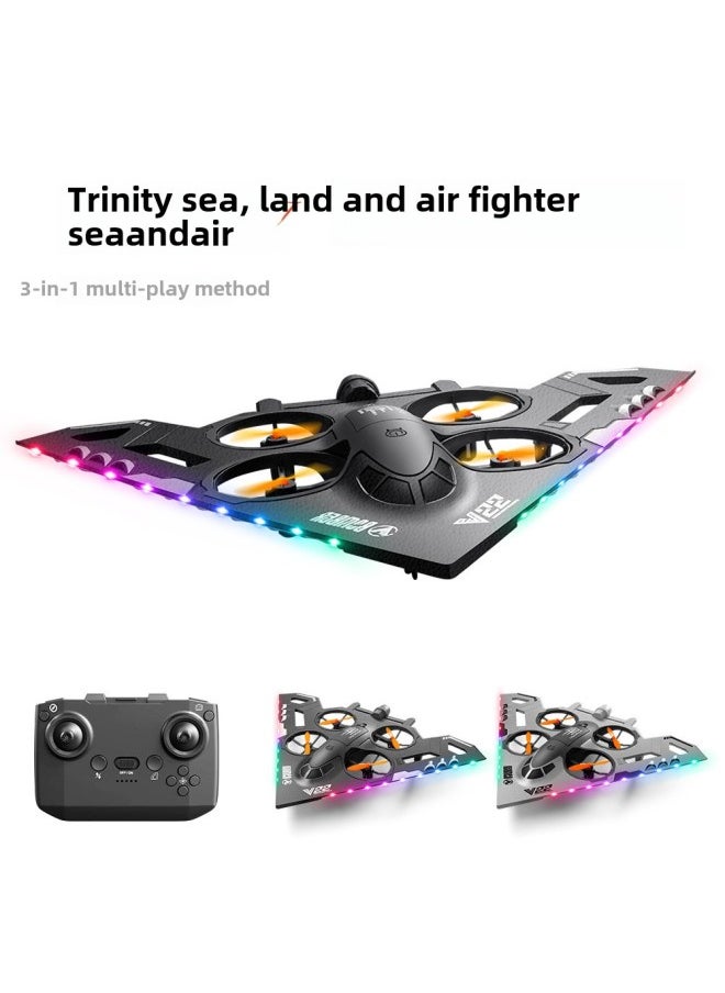 Generic - V22 UAV Sea, Land And Air Remote Control Aircraft Model Fall-resistant Foam Aircraft Glider UAV-Color:Gray* Sea, Land And Air Three-in-one Fighter-Specifications:1 Battery (complete Set Weighs 489g) - Image 1