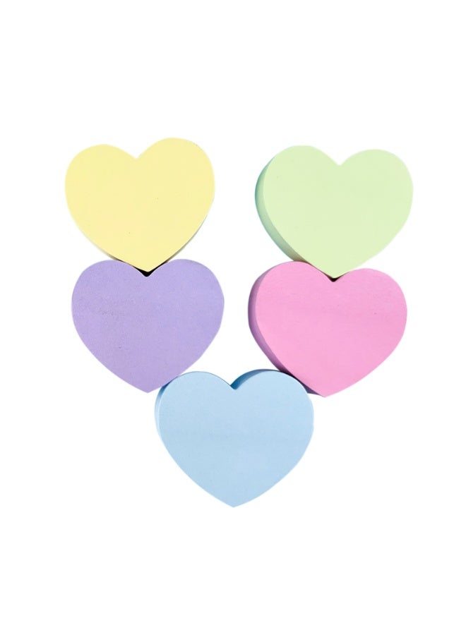 مذكرات لاصقة صغيرة ملونة متعددة الألوان على شكل قلب، مذكرات لاصقة ملونة متعددة الألوان، مذكرة لاصقة لطيفة ذاتية الالتصاق لطيفة قابلة للإزالة سهلة النشر للتذكير للاستخدام المكتبي المدرسي والتجاري والمنزلي والشخصي، 5 ألوان - Image 1