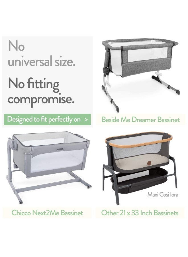 Bassinet Fitted Sheets For Baby Beside Dreamer Bedside Sleeper And Chicco Next2Me Fits 20 X 33 Mattress Snuggly Soft Jersey Cotton Grey Mint 2 Pack - Image 2