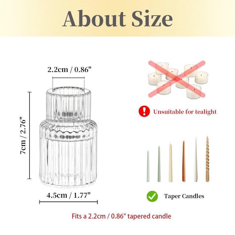 Hewory Candle Holder Glass Candlestick Holders: Hewory 20PCS Clear Taper Candle Holders Bulk for Table Centerpiece, Glass Candle Holder Candle Stick Holder Decor for Christmas Wedding Party Bridal Showers - Image 5