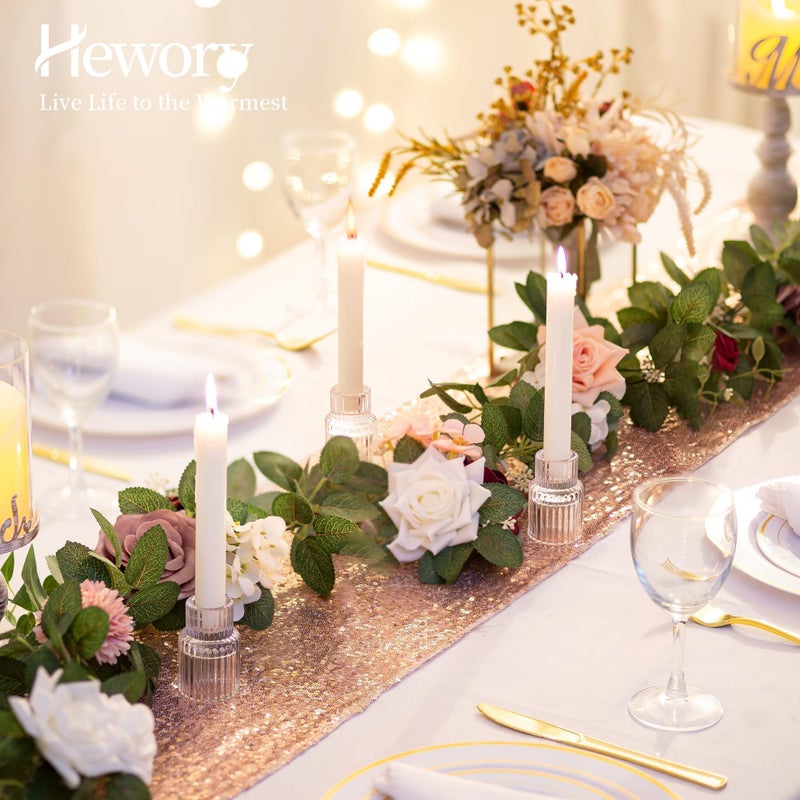 Hewory Candle Holder Glass Candlestick Holders: Hewory 20PCS Clear Taper Candle Holders Bulk for Table Centerpiece, Glass Candle Holder Candle Stick Holder Decor for Christmas Wedding Party Bridal Showers - Image 4