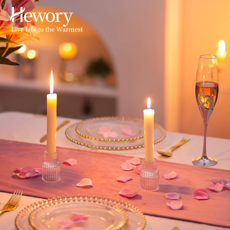Hewory Candle Holder Glass Candlestick Holders: Hewory 20PCS Clear Taper Candle Holders Bulk for Table Centerpiece, Glass Candle Holder Candle Stick Holder Decor for Christmas Wedding Party Bridal Showers - Image 3