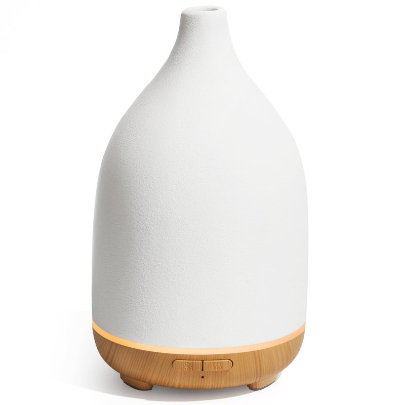 InnoGear Oil Diffuser, 150ML Ceramic Diffuser for Essential Oils Handcrafted Aromatherapy Diffuser Ultrasonic Cool Mist Humidifier with 2 Mist Modes Waterless Auto Off for Room Office, White - Image 1