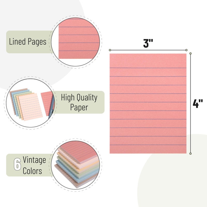Mr. Pen- Lined Sticky Notes  3 X4   360 Sheets  Vintage Colors  Sticky Notes With Lines  Sticky Note Pads  Sticky Pads  Sticky Notes Lined  Colorful Sticky Notes  Mr Pen Sticky Notes - Image 3