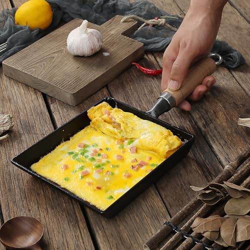 Toutrop 7.5" Cast Iron Omelette Pan, Rectangle Tamagoyaki Egg Roll Pan, Square Cooking Pans for All Stoves - Image 5